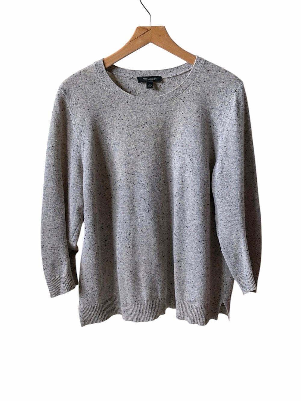 Ann Taylor cashmere gray crewneck sweater size XL